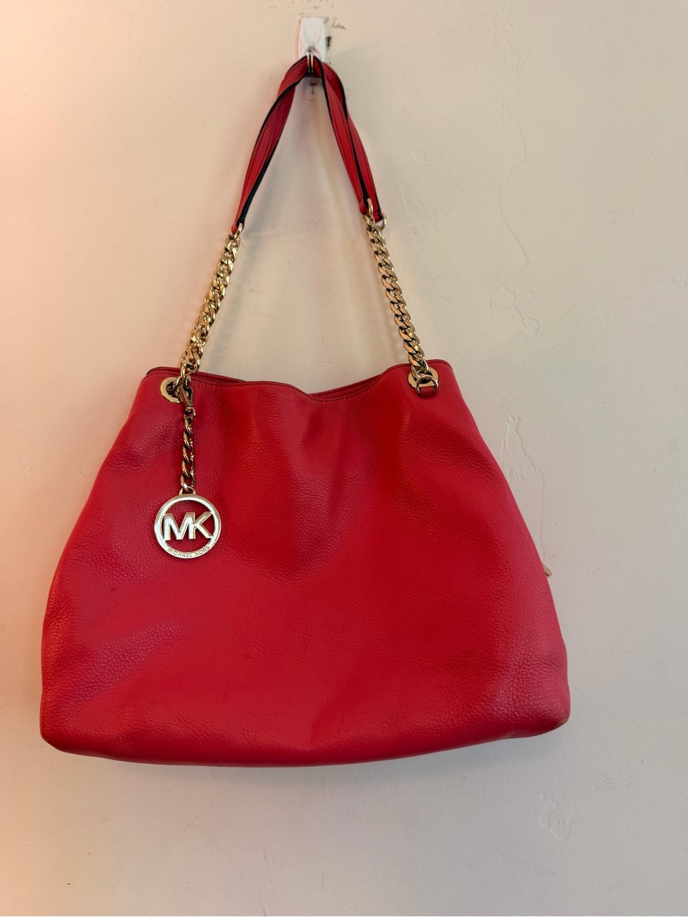 Michael Kors Pink Leather Chain-Handle Tote Jet Set Chain